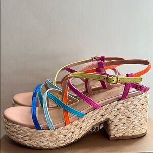 Colorful Strappy Wedge Sandals